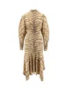 Stella Mccartney Tiger Print Handkerchief Midi Dress In Beige