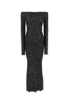 Stella Mccartney Off-the-shoulder Sequined Recycled Knitted Gown In Black