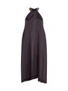 Stella Mccartney Satin Midi Dress With Chain Detail In Chocolate