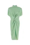 Stella Mccartney Cap-sleeve Halterneck Twist Midi Dress In Green