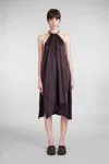 Stella Mccartney Satin Midi Dress With Chain Detail In Brown