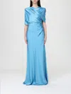 Stella Mccartney Women Light Blue Draped Satin Maxi Dress, S Luxury Dresses For Women Darveys In Blue