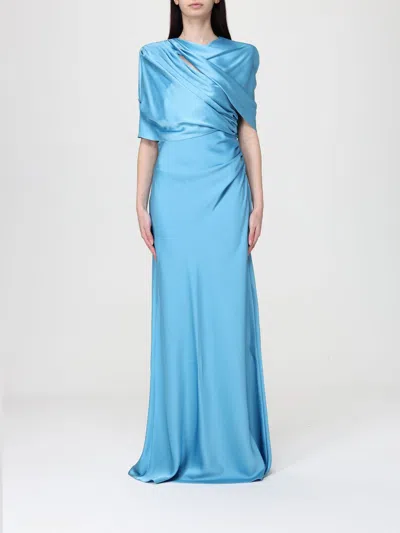 Stella Mccartney Women Light Blue Draped Satin Maxi Dress, S Luxury Dresses For Women Darveys