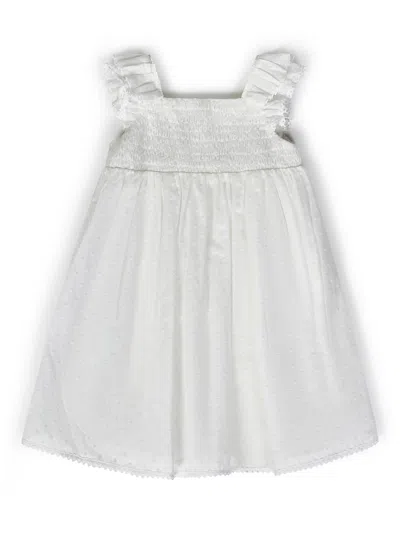 Stella Mccartney Babies' Point D'esprit-pattern Cotton Dress In 白色