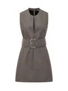 Stella Mccartney Dress With Belt In Camel Grey