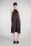 Stella Mccartney Satin Midi Dress With Chain Detail In Brown