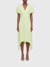 Stella Mccartney Envers Satin V Neck Dress In Green