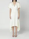 Stella Mccartney Womens Buttermilk V-neck Short-sleeve Satin Midi Dress In White