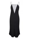 Stella Mccartney V Mesh Compact Crepe Slip Dress In Black