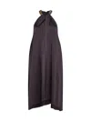 Stella Mccartney Satin Midi Dress With Chain Detail In Brown