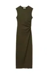 Stella Mccartney Sleeveless Crewneck Twist Mesh Midi Dress In Gray