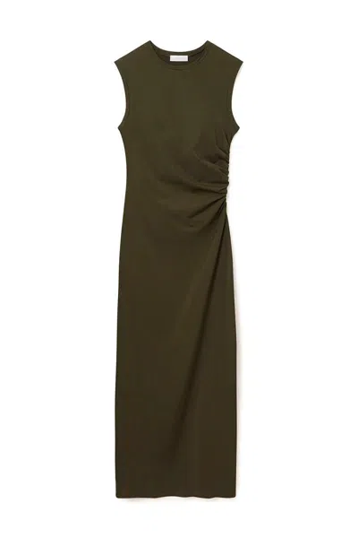 Stella Mccartney Sleeveless Crewneck Twist Mesh Midi Dress In Brown