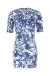 Stella Mccartney Mini Abito Con Stampa Di Animali Della Foresta In Indigo Cream