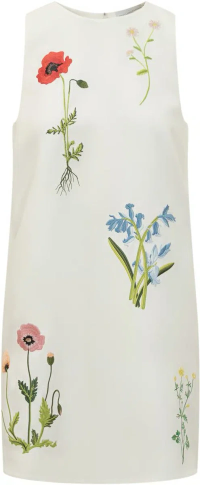 Stella Mccartney Floral Embroidered Sleeveless Mini Shift Dress In Green