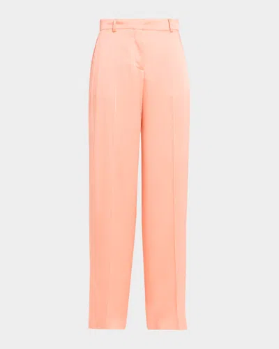 Stella Mccartney Dropped-waist Satin Straight-leg Trousers In Pink