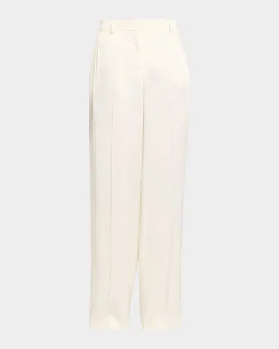 Stella Mccartney Dropped-waist Satin Straight-leg Trousers In White