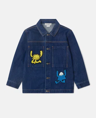 Stella Mccartney Earth Friends Graphic Denim Jacket In Blue