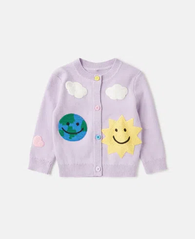 Stella Mccartney Earth Friends Graphic Embroidered Cardigan In Purple