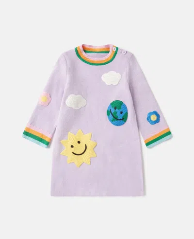 Stella Mccartney Kids' Earth Friends Graphic Embroidered Jumper Dress In Purple
