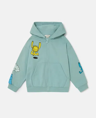 Stella Mccartney Earth Friends Graphic Zip-up Hoodie In Blue