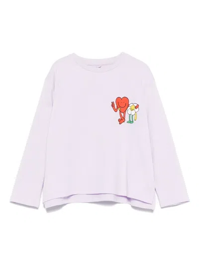 Stella Mccartney Kids' Earth Friends Long Sleeve T-shirt In Purple