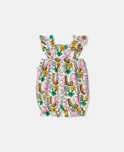 Stella Mccartney Earth Friends Print Frilled Strap Romper In Multi