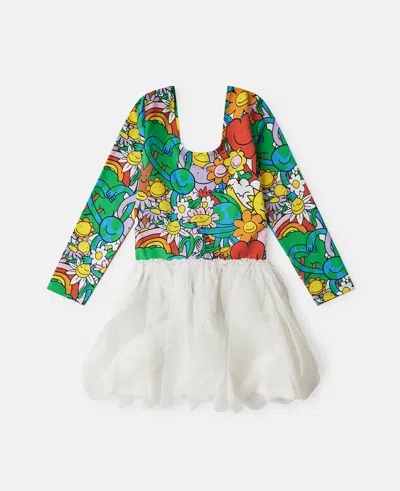 Stella Mccartney Earth Friends Print Tulle Petals Dress In Multi