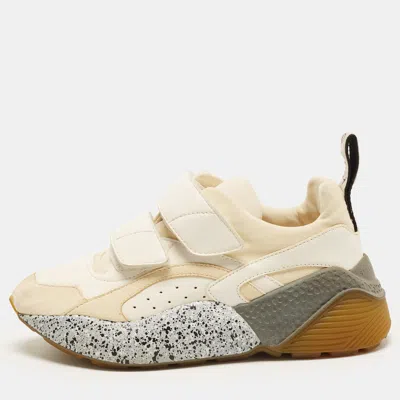 Pre-owned Stella Mccartney Eclypse Size 35.5 White Faux Leather And Faux Suede Low Top Sneakers