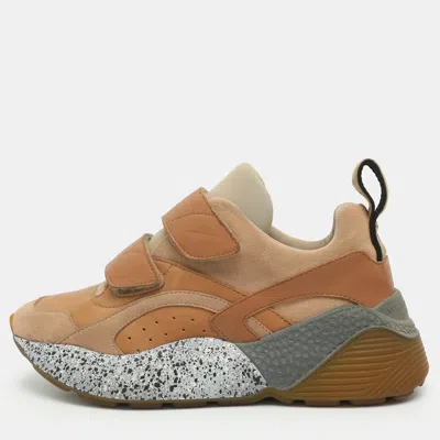 Pre-owned Stella Mccartney Eclypse Size 36 Tricolor Faux Leather And Faux Suede Sneakers In Transparent