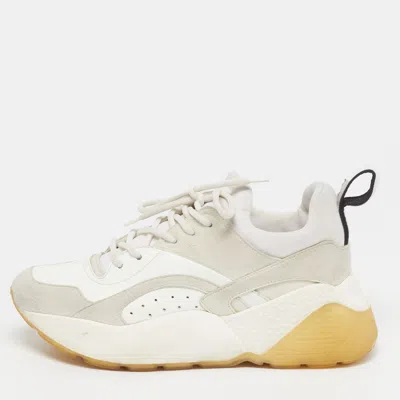 Pre-owned Stella Mccartney Eclypse Size 36 White/grey Faux Leather And Faux Suede Lace Up Sneakers