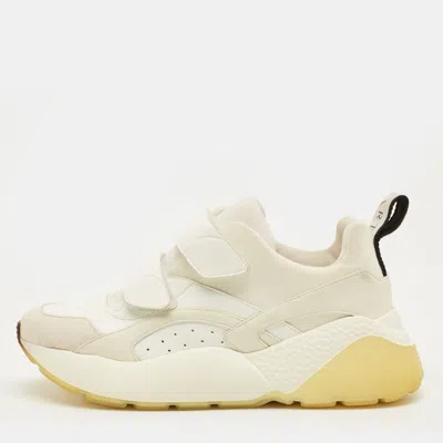 Pre-owned Stella Mccartney Eclypse Size 41 White/grey Faux Leather And Faux Suede Lace Up Sneakers