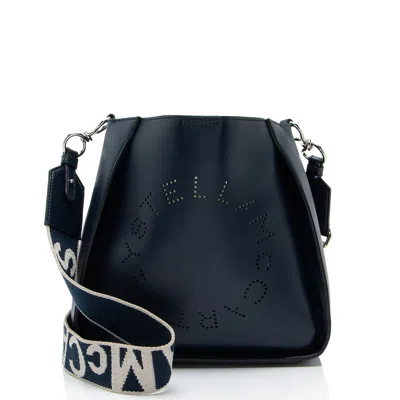 Stella Mccartney Eco Alter Nappa Perforated Logo Mini Crossbody In Blue