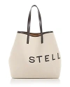 Stella Mccartney Stella Mc Cartney Ecru Cotton Blend Tote Bag With Logo In Ecru