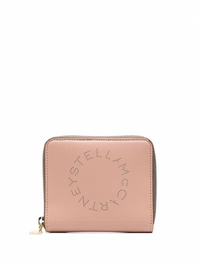 Stella Mccartney Eco-friendly Faux Leather Wallet With Perforated Logo Detail In Beige