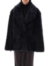 Stella Mccartney Navy Short Faux-shearling Jacket In Navy