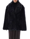 Stella Mccartney Navy Short Faux-shearling Jacket In Navy