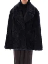 STELLA MCCARTNEY NAVY ECO FUR SHORT JACKET FOR WOMEN IN FW24 BY STELLA MCCARTNEY