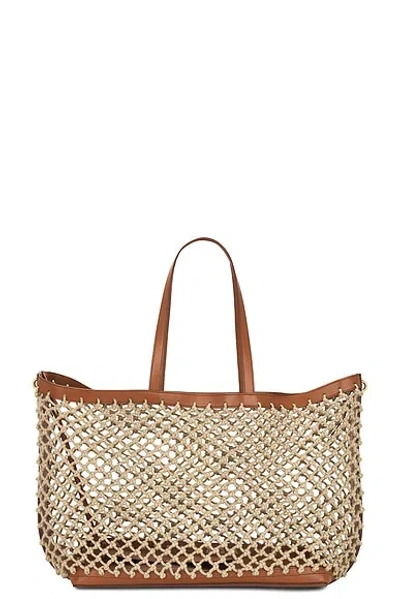 Stella Mccartney Eco Knotted Mesh Tote Bag In Tan