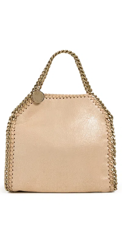Stella Mccartney Falabella Beige Mini Crossbody Bag With Handle And Chain Shoulder Strap In Ecoleather Woman In Gold