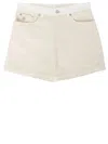 Stella Mccartney Sustainable Denim Workwear-inspired Shorts With Flared Cut In Beige