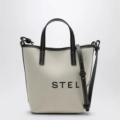 Stella Mccartney Écru Blend Canvas Tote Bag With Logo In White