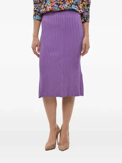 Stella Mccartney Elasticated Rib-knit Midi Skirt In Purple