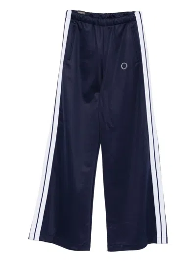 Stella Mccartney Elasticated-waistband Double-stripe Track Pants In Blue