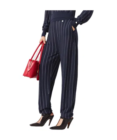 Stella Mccartney Elasticated Waistband Pinstripe Sweatpants In Ink/white