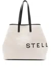 Stella Mccartney Elegant Beige Canvas Logo Print Handbag For Women In Beige