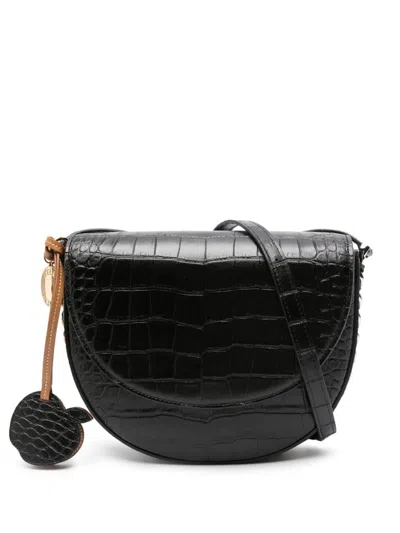 Stella Mccartney Elegant Black Croc-embossed Handbag