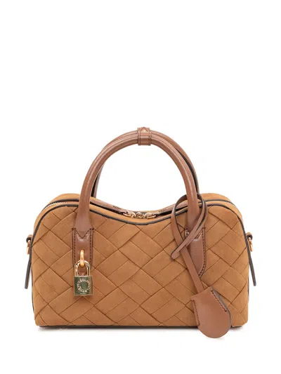 Stella Mccartney Elegant Handbag With Double Handle And Intricate Weave Design In Brown