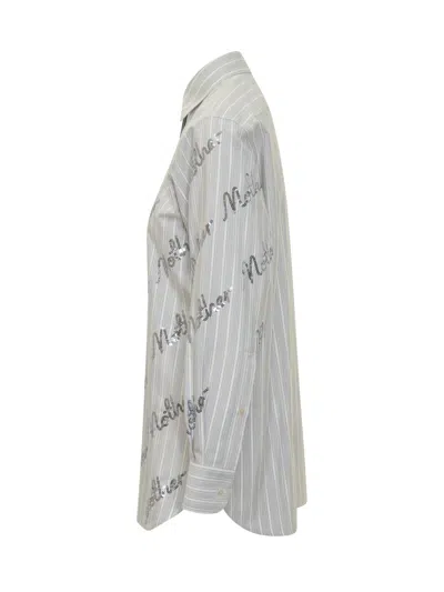 Stella Mccartney Elegant Silk Blend Button-up Shirt In Cream Light Blue
