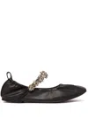 Stella Mccartney Elsa Crystal Flowers Ballet Flat In Black