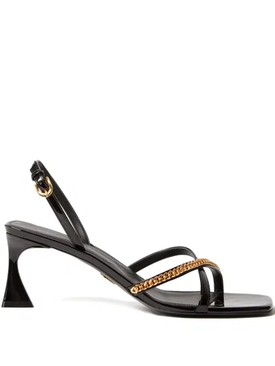 Stella Mccartney 65mm Elsa Patent Vegan Leather Chain Sandals In Black
